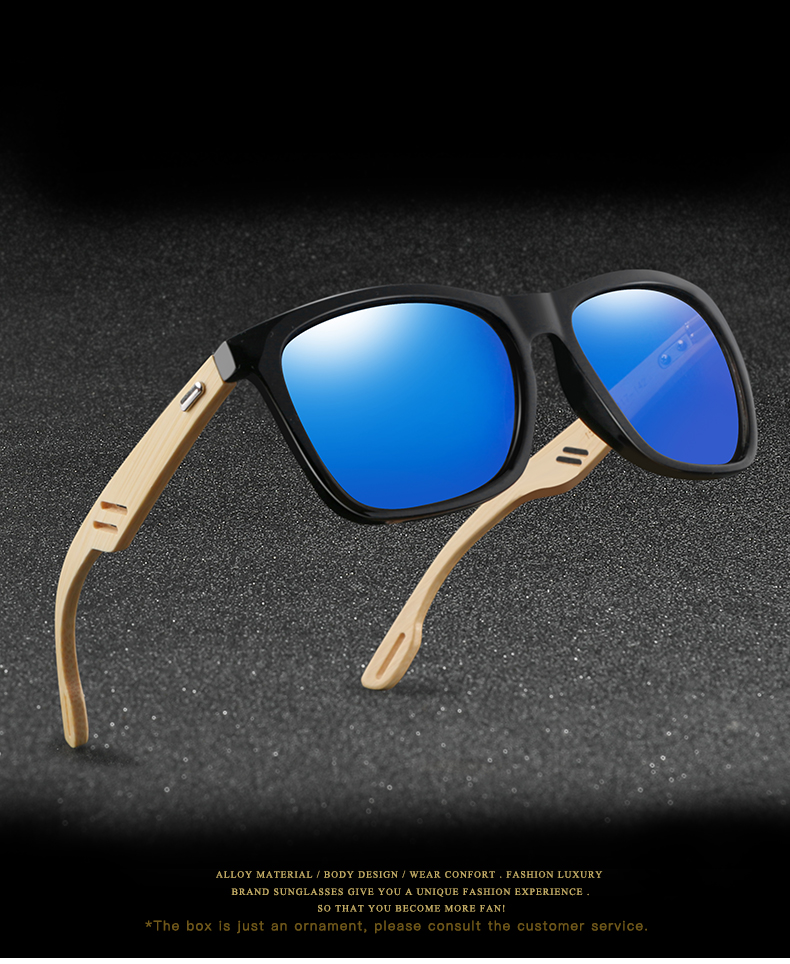 Title 4, Colorful Wood Sunglasses Men Women Square Bambo...