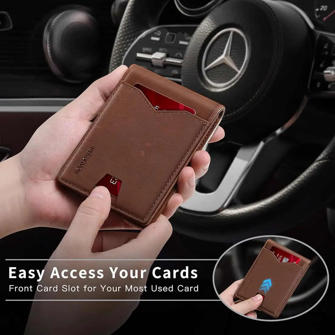Real Leather Wallet For Men, Slim Bifold