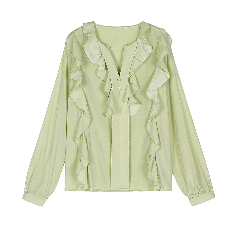 Title 6, New chiffon shirt female long sleeve top