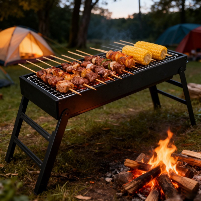 Portable Folding Charcoal BBQ Grill Picnic Travel Camping Outdoor Barbecue — image 2