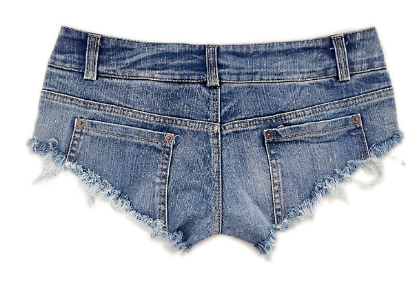 Title 4, Shorts jeans femininos de cintura baixa com ras...