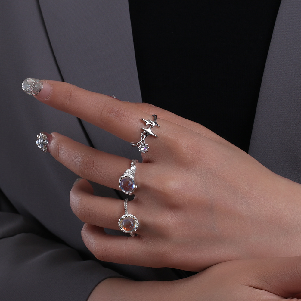 Ins Small Four Star Ring Advanced Personality Handwear