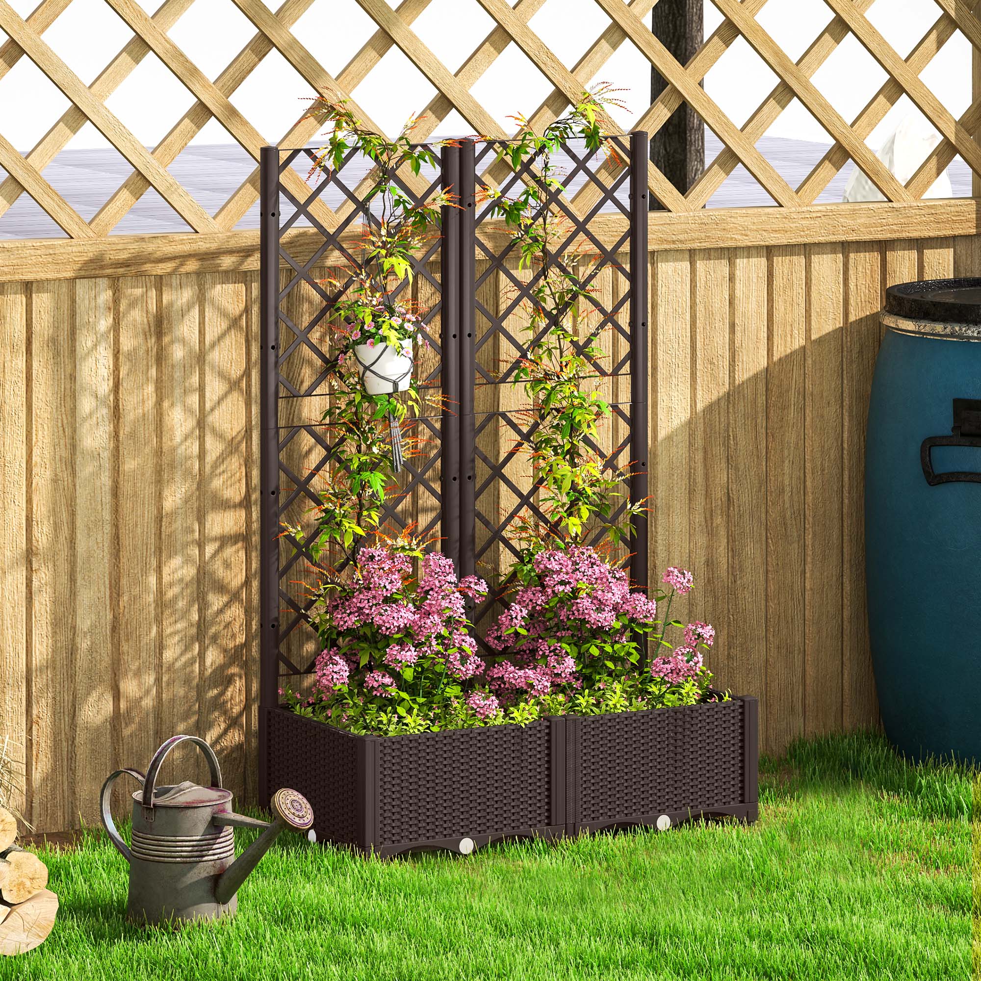 Elevated Garden Bed With Flower Rack, Plastic Planting Box, Equipped Drainage — image 2