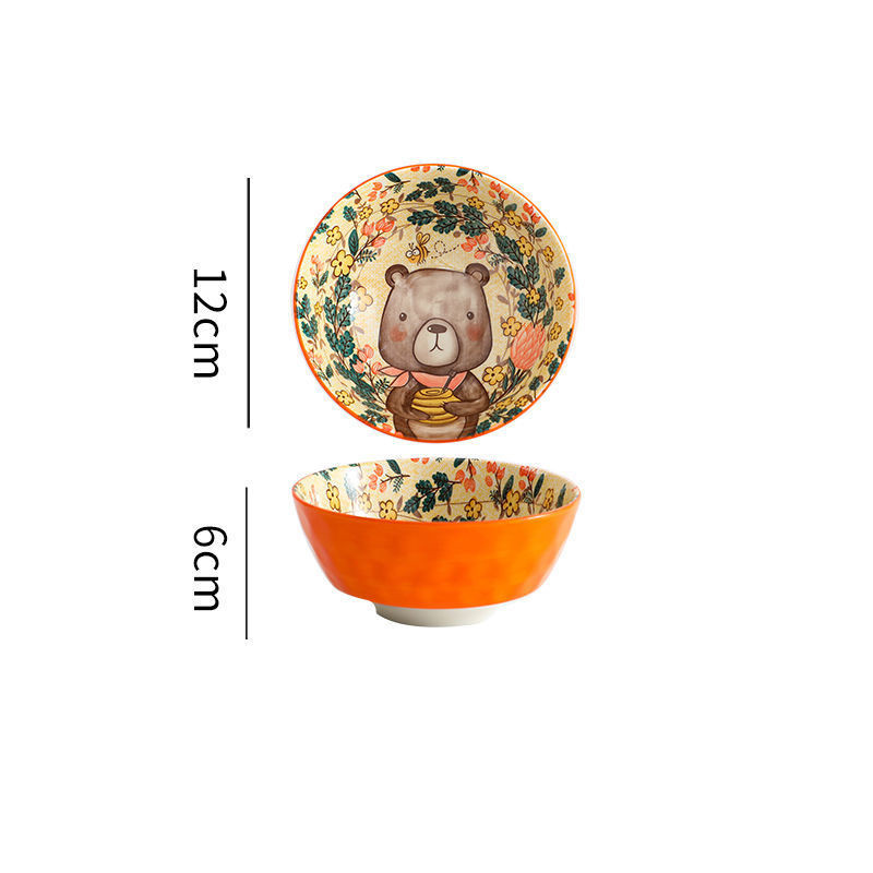 Animal Pattern Soup Bowl Cartoon Tableware Brown Bear - Shop at LoveMi