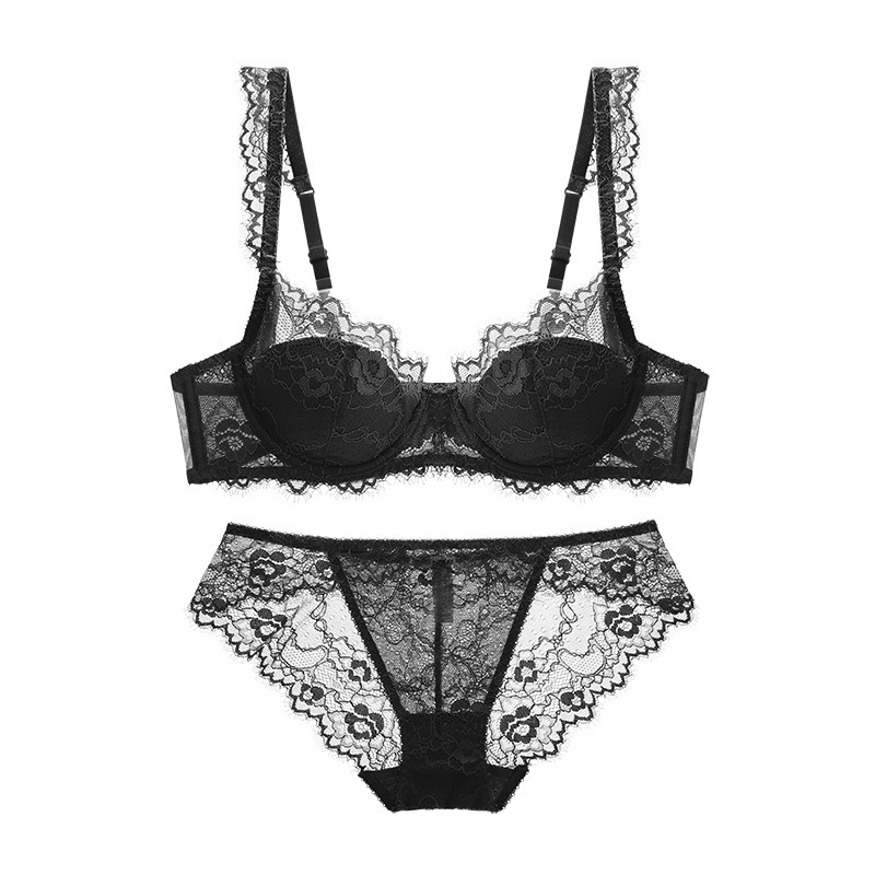 Ladies Breathable Gathered Lace Bra Underwear Set - Image 2