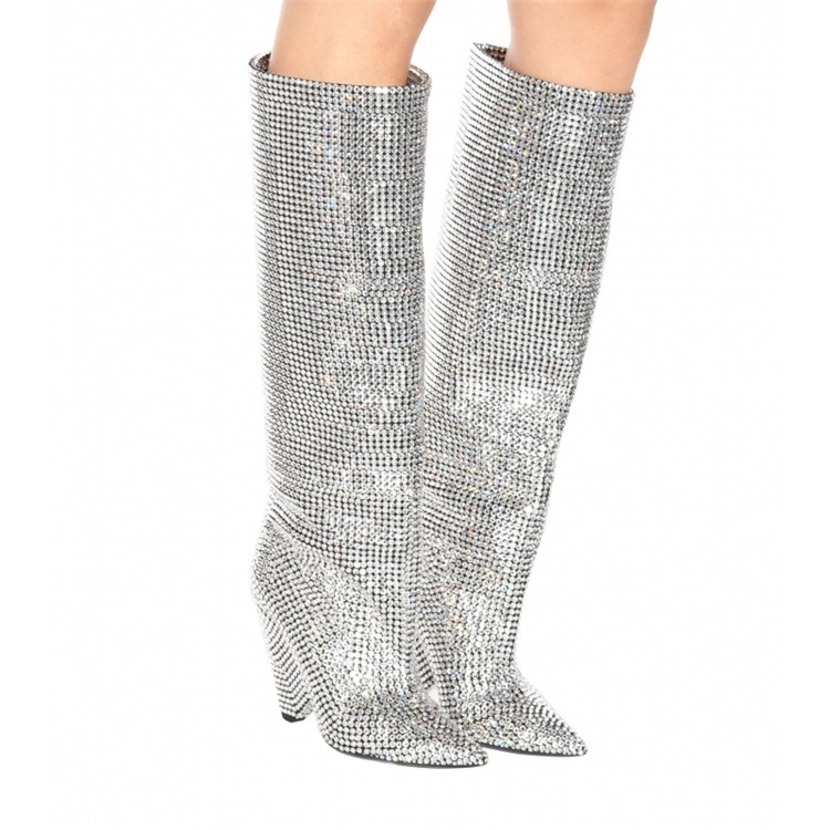 Title 5, Glitzernde High-Heel Overknee-Stiefel für Clubb...