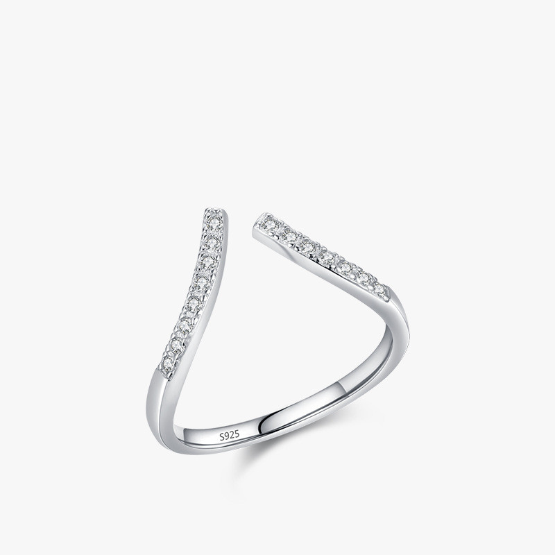 Title 3, S925 Sterling Silber Ring mit Mikro-Diamant-Rei...