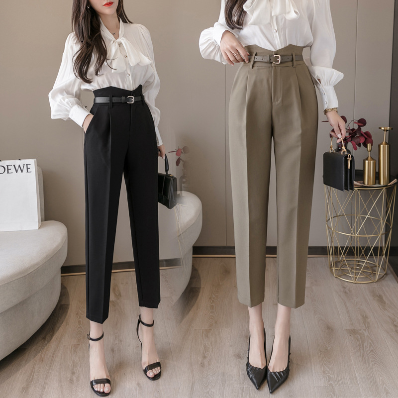 High Waist Suit Pants Ladies Summer Pants Thin Nine Point Harem Pants