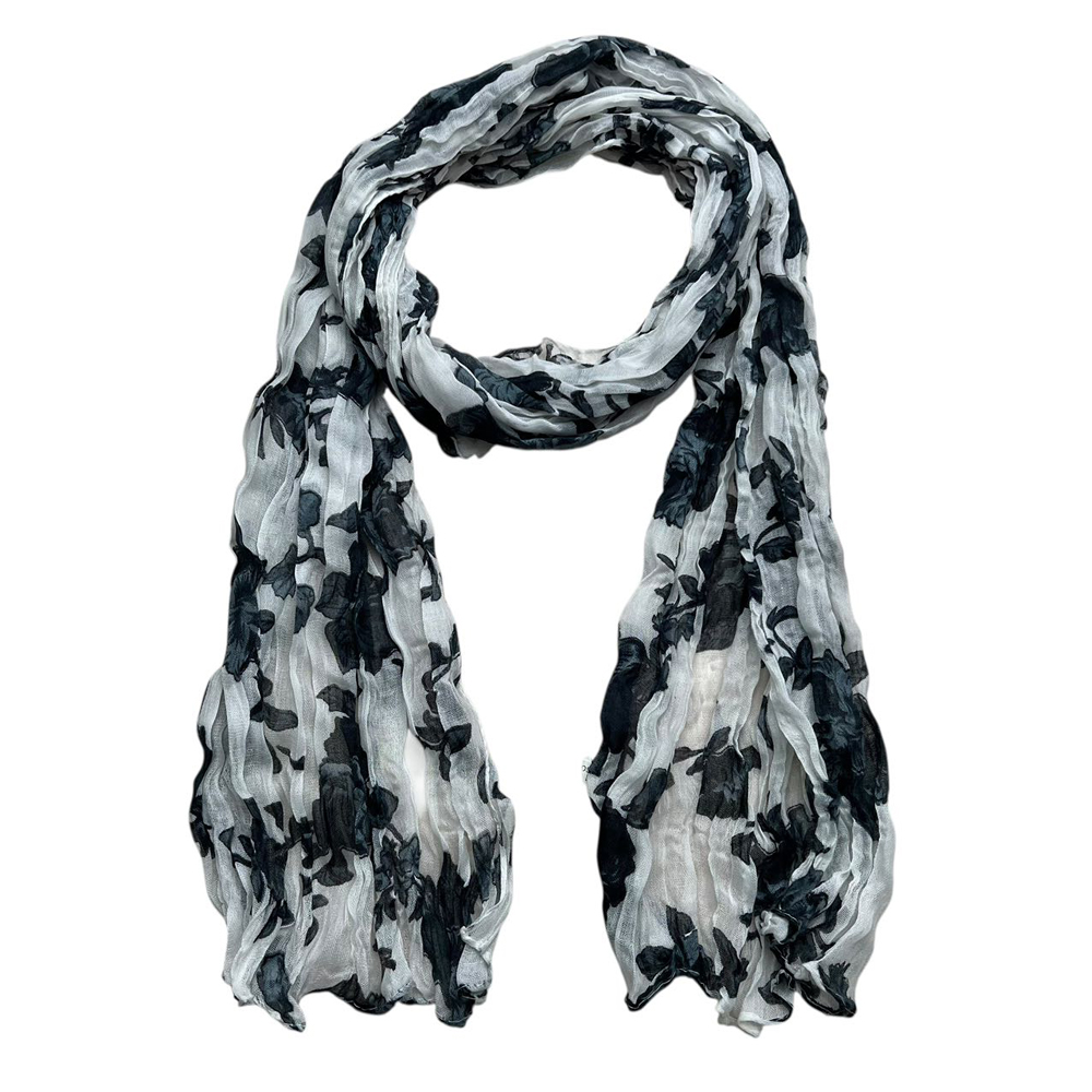 2pcs Black White Crinkle Graphic Textured Scarf,High Contrast Abstrac Crinkle Texture Adds Depth Scarf ,vacation,daily Life,evening Party,Office Appropriate Subtlety For Women Men