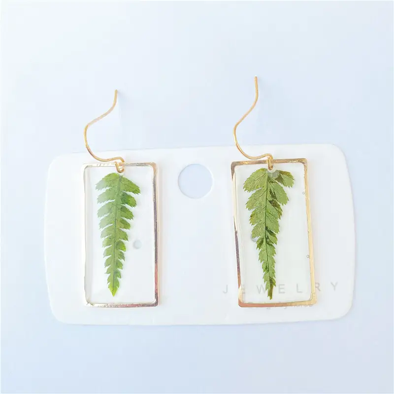 Creative Rectangular Leaves Fashionable Resin Earrings