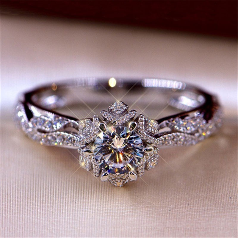 Hollow Flower Star And Snowflake Diamond Ring