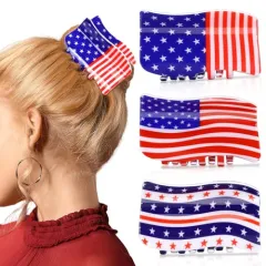 American Flag Shaped Claw Clips USA Patriotic 4th Of July Design Hair Accessories Red White And Blue Hair Clips For Independence Day Veterans' Day ... - View 1