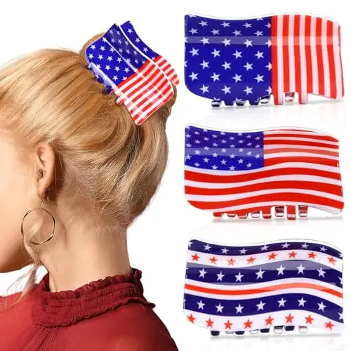 American Flag Shaped Claw Clips USA Patriotic