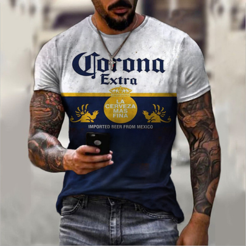 Title 3, Camiseta de hombre estampada holgada manga cort...