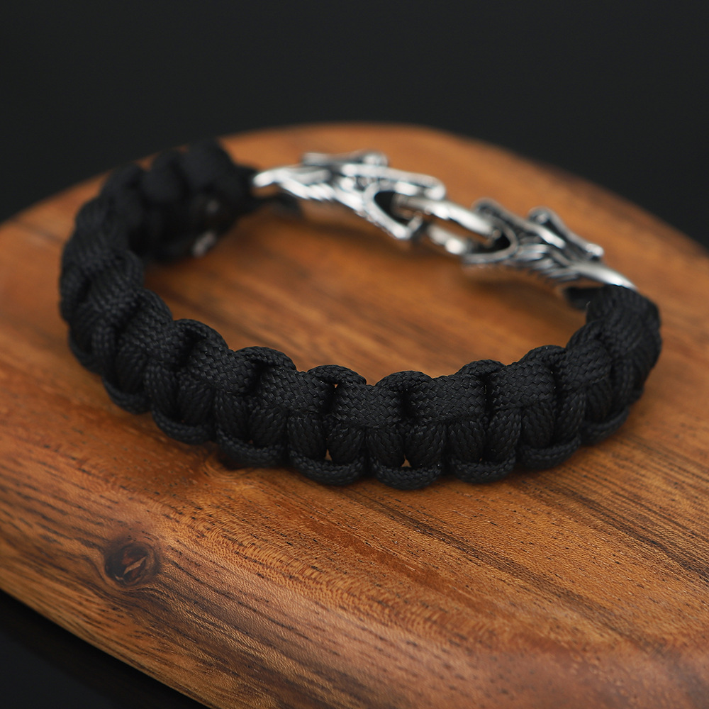 Men's Stainless Steel Faucet Outdoor Paracord Braided Bracelet