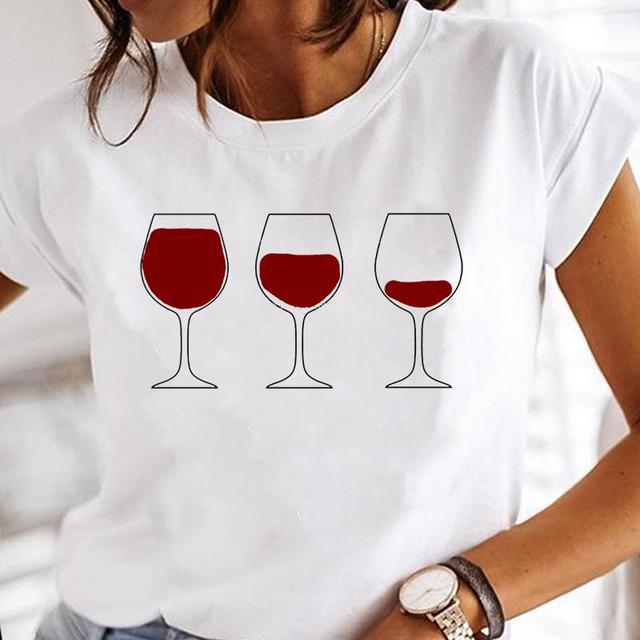 Title 2, Ladies Casual Bottoming Shirts with Wine Glass ...