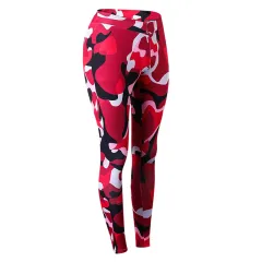 Skinny Quick Dry Camouflage Trousers Women's Fitness - Red - View 1