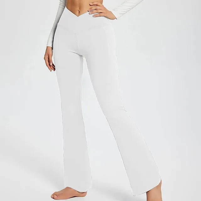 Women's Fashionable Elegant Slim fit Solid Color Seamless Casual Pants White - Shop at LoveMi