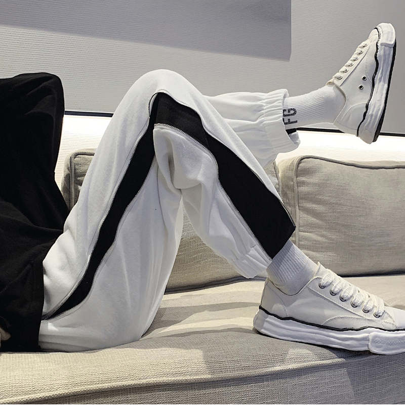 Zipper Sports Pants Male Loose Autumn Winter Style Personality