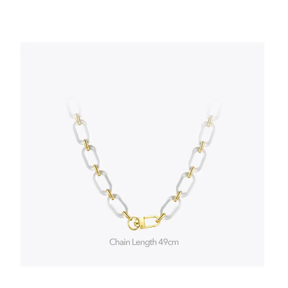 Personalized Simple Transparent Acrylic Metal Square Buckle Necklace
