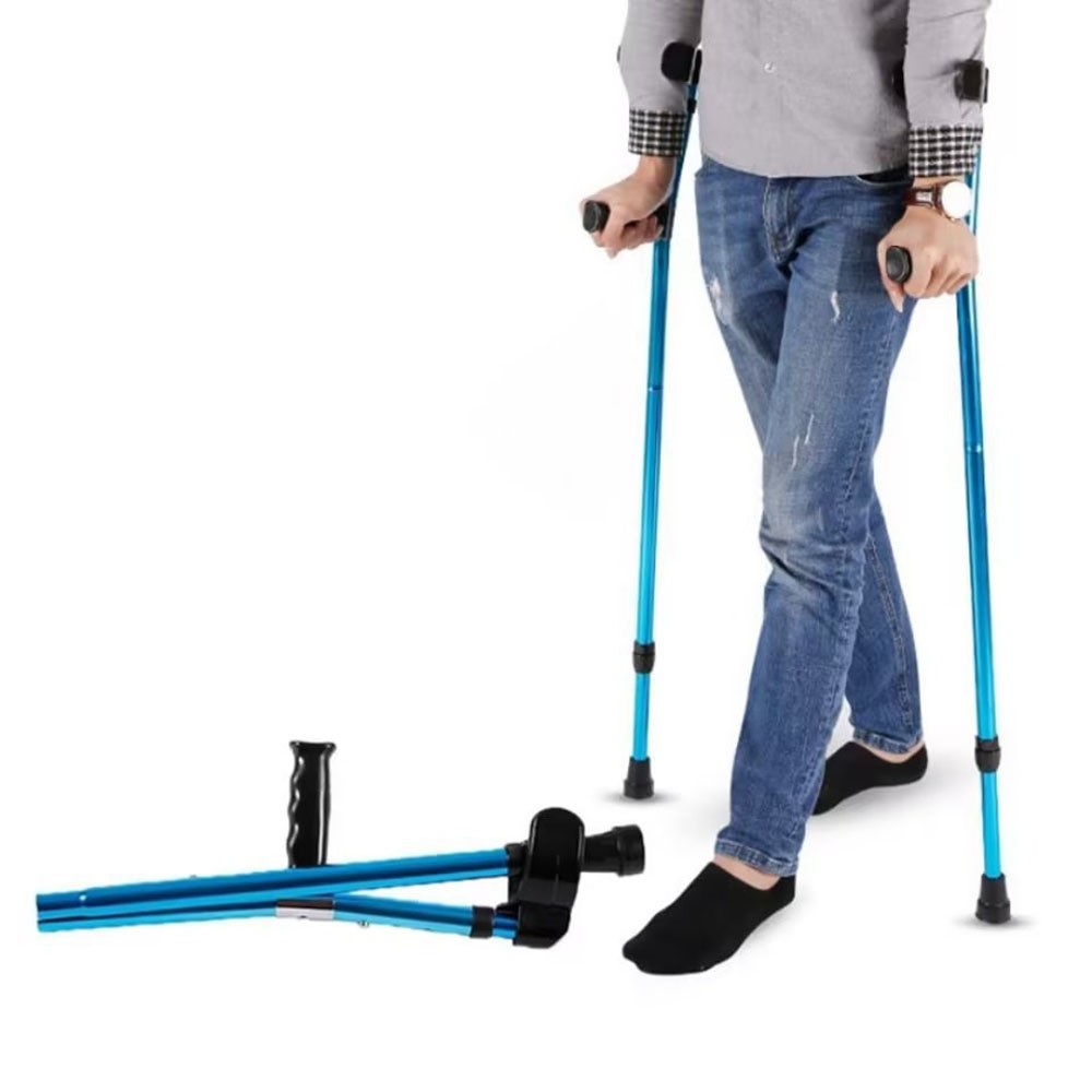 1X Height Adults Foldable Heavy Duty Walking Forearm Crutch