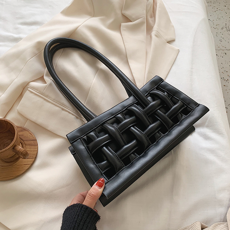 Hollow Knitting Fashion Armpit Bag For Minority Designers Black - Shop at LoveMi