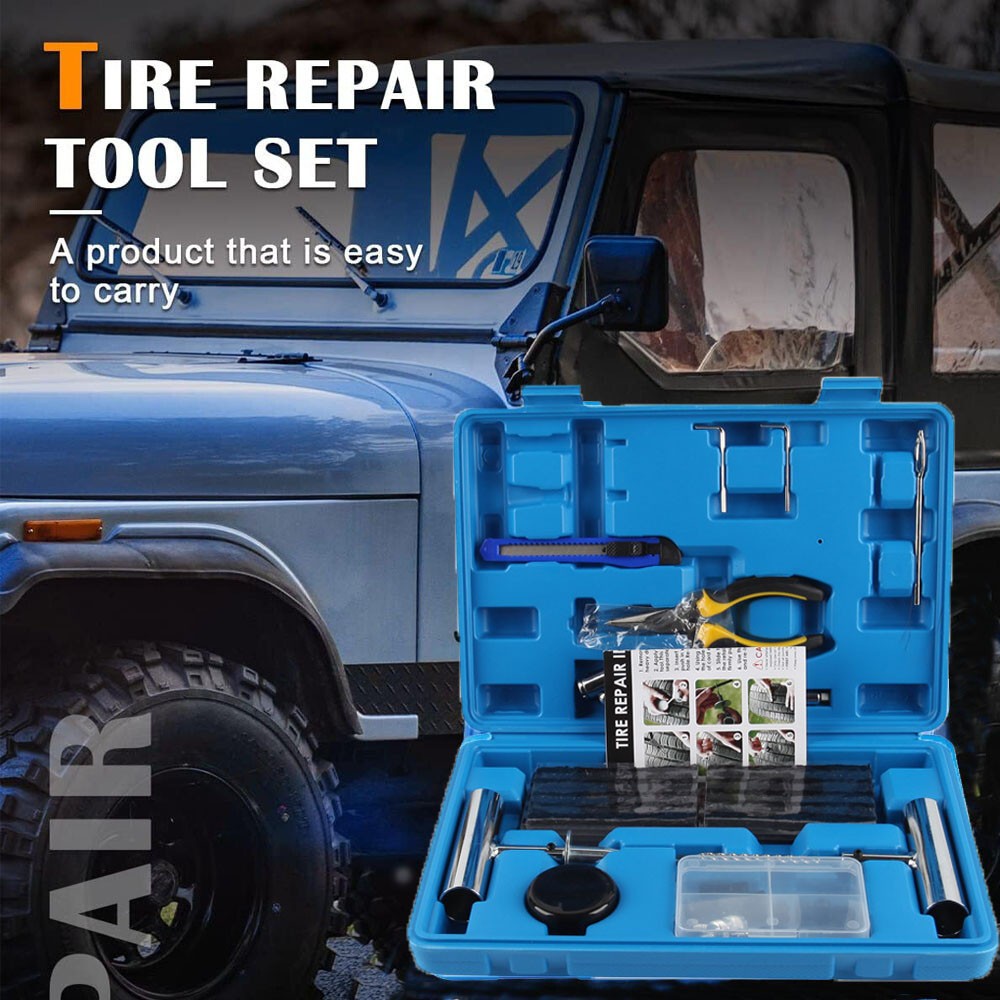 68Pcs Heavy Duty Tyre Puncture Repair Kit Tool Tubeless Car Plug Strips Set — image 3