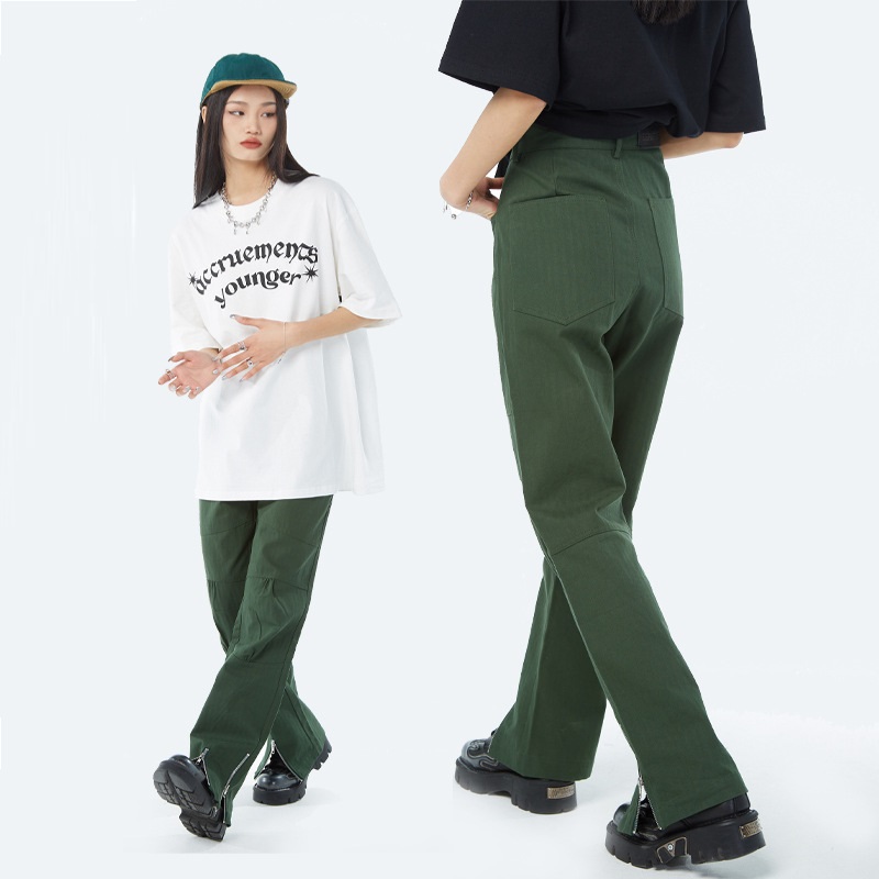 Title 2, Pantaloni Unisex con Zip Retro Trend Versatili