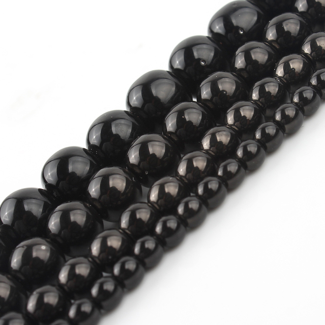 Title 1, Natural Black Hematite Stone Round Loose Spacer...