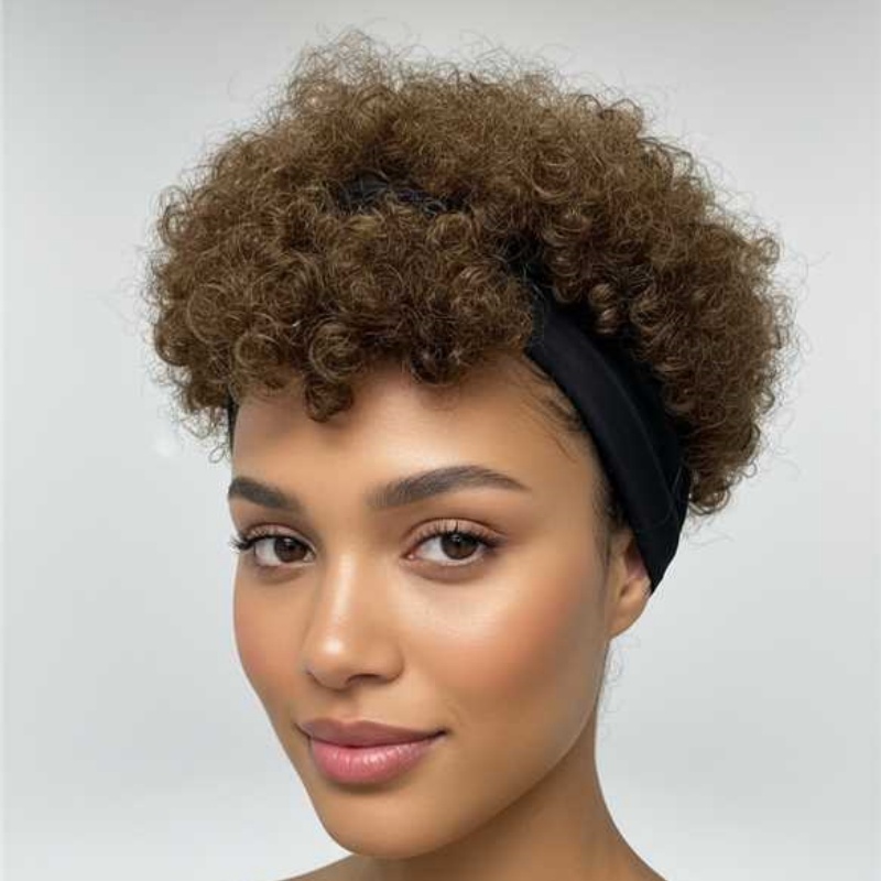 Human Hair, Brown Short Curly Wig, No Glue Required, Fluffyand Curly, Specially...