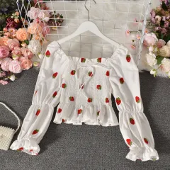 Fashion Age-reducing Embroidery Fruit Flowers Small Skirt Top - Strawberries - View 1