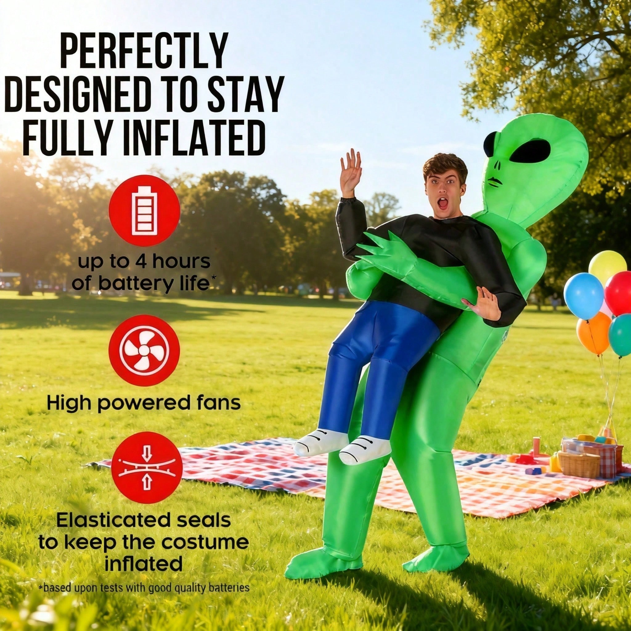 Perfect Valentine Gift Inflatable Alien Costume For Adults, Digital Printed Blow Up Halloween Outfit, Funny UFO Space Party Costume With Pump