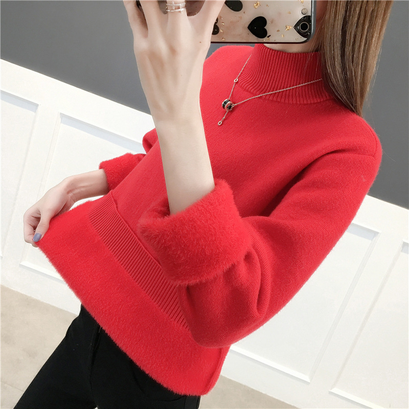 Title 7, All-in-one Velvet Half Turtleneck Sweater Ladie...