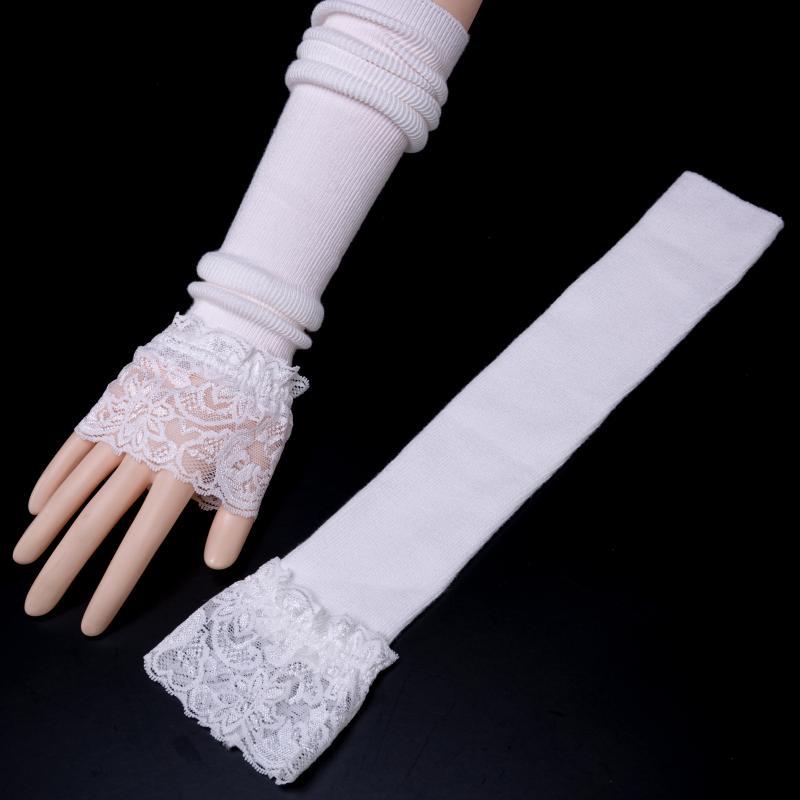Knitted Black And White Lace Mid-length Cotton Sleeves Fake
