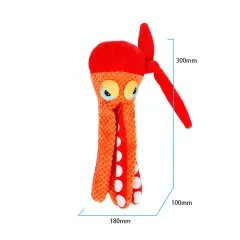 Squeaky Octopus Plush Dog Toy With Creased Paper And Built-in Squeaky - Durable Teeth Grinding Pet Chewing Toy Pet Toys - Orange - View 1