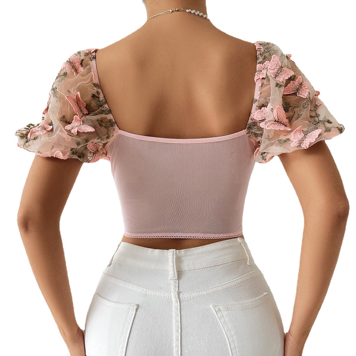 Women's Perspective Strap Spliced Mesh European And American Tank Top