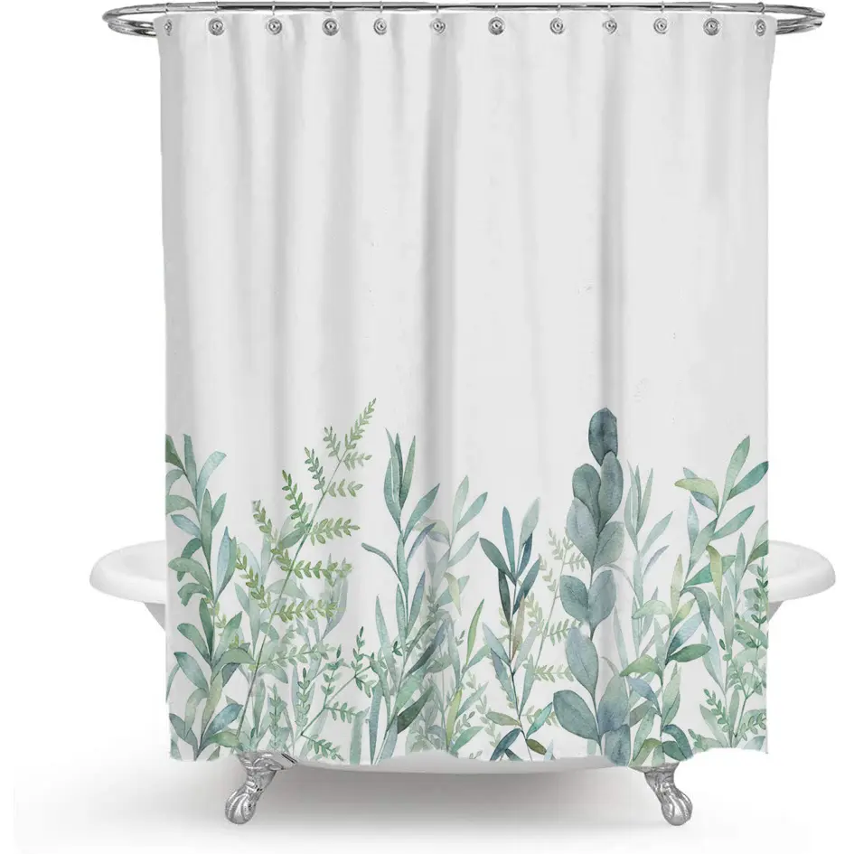 Color Floral Plant Shower Curtain Bathroom Polyester