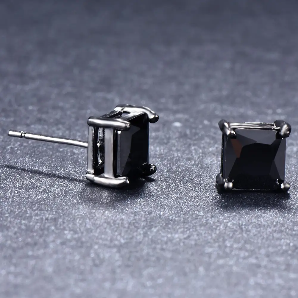Women's Zircon Square Black Diamond Earrings