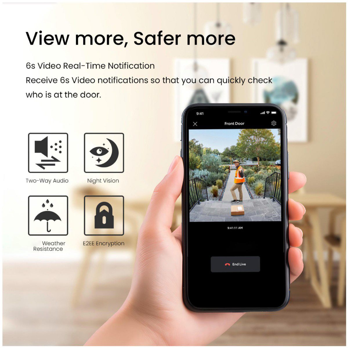 Security Video Doorbell - Dual Camera 2K HD With Delivery Guard, Colour Night — image 4