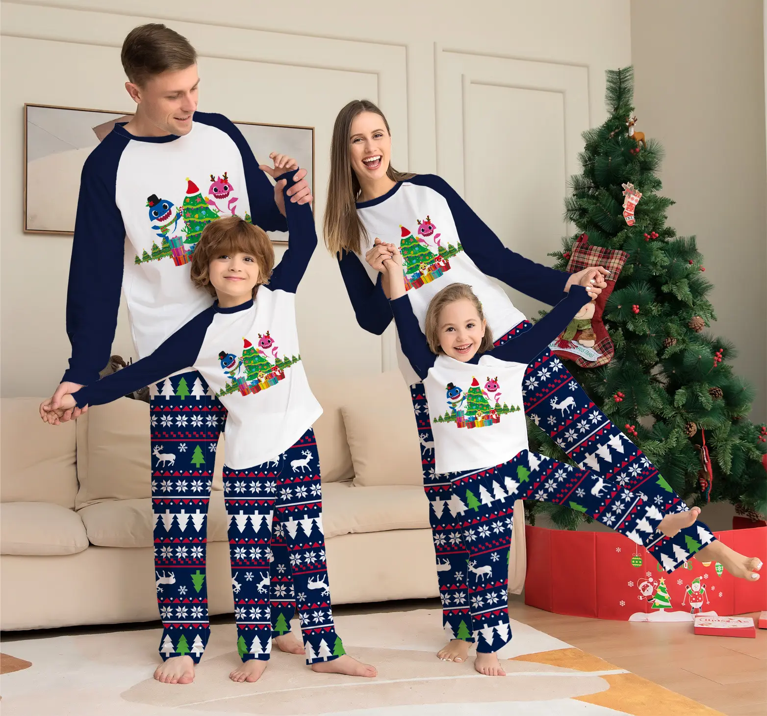 Family Matching Christmas Pajamas Set Xmas Long