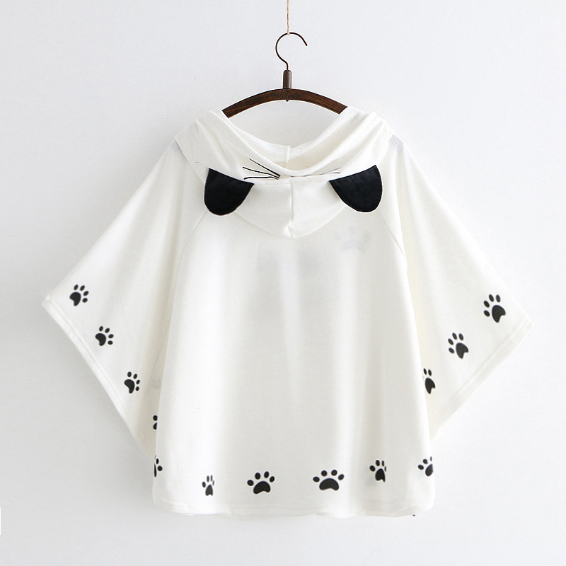 Title 4, Cartoon cat paw print cape shawl T-shirt