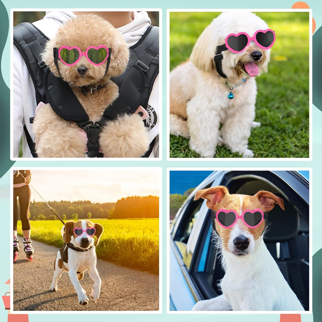 Small Dog Sunglasses UV Protection Heart Shape Dogs Goggles — foto 6