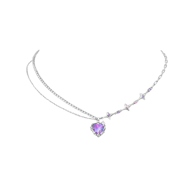 Title 3, Fashion Purple Crystal Love Necklace