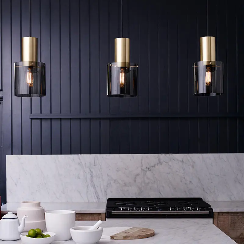 Electroplating Smoky Glass Bar Small Chandelier Bedside