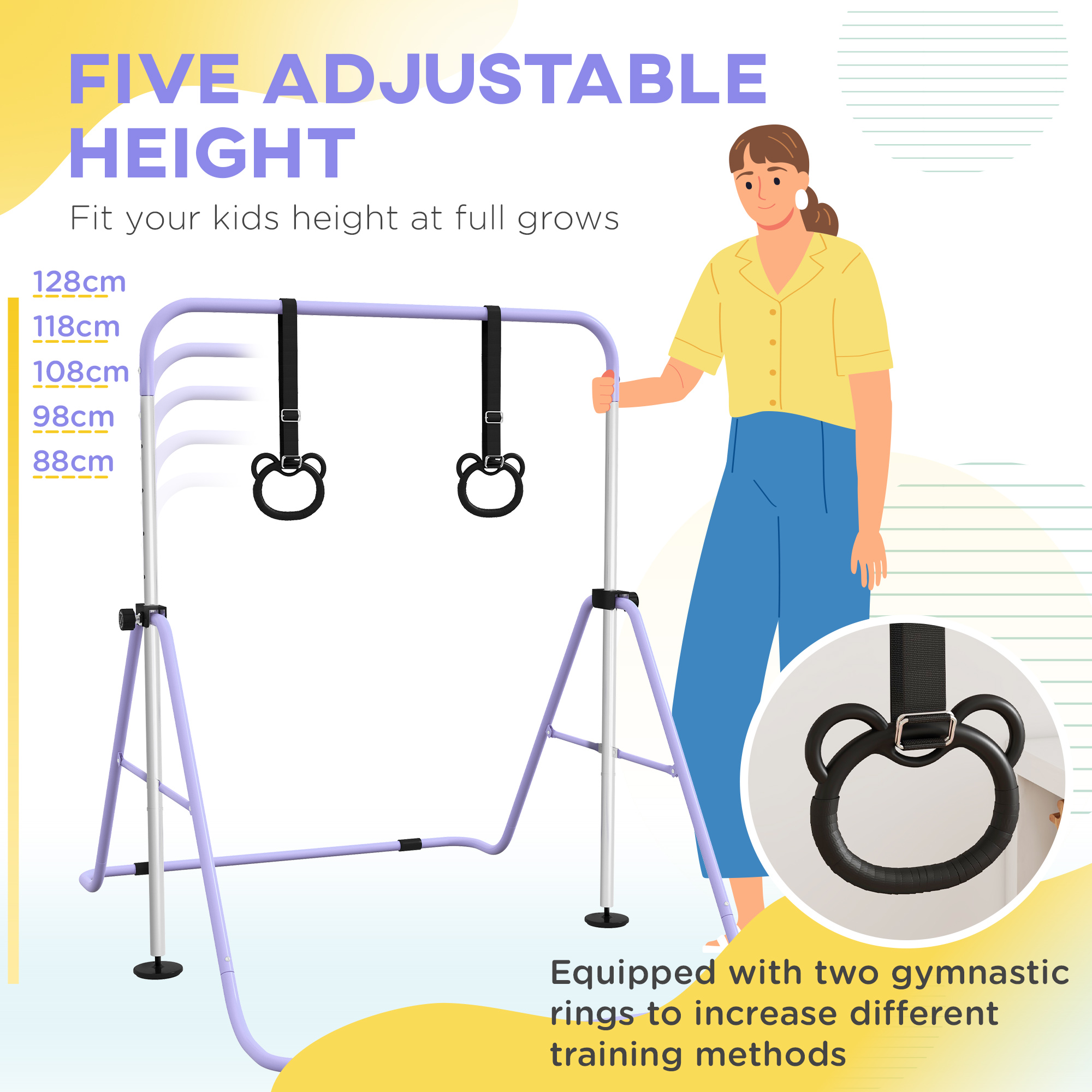 Adjustable Height And Foldable Children's Gymnastics Horizontal Bar With Anti — image 4
