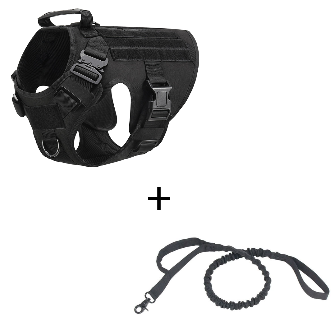Outdoor Tactical Dog Vest For Large Dogs Black Set - Shop at LoveMi