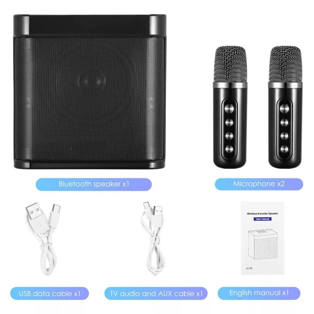 Karaoke Machine Portable Bluetooth Karaoke Speaker With 2 Wireless Microphones 2