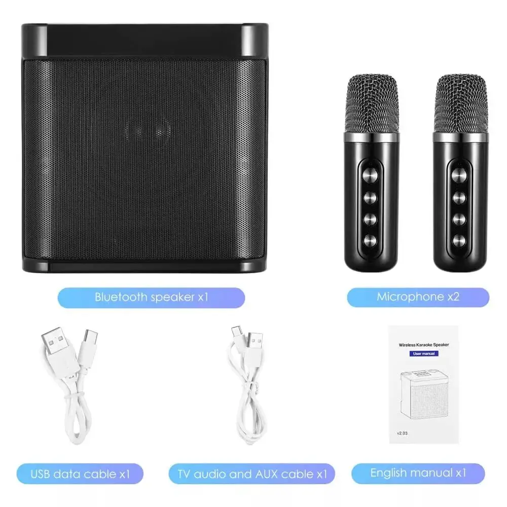 Karaoke Machine Portable Bluetooth Karaoke Speaker With 2 Wireless Microphones