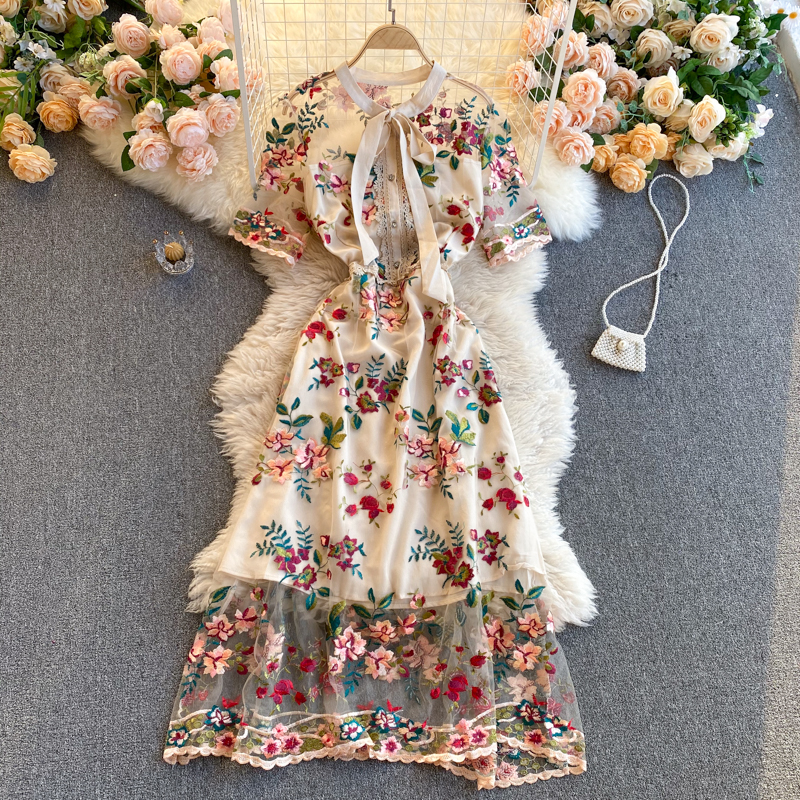 Bow-Neck Short-Sleeve Dress, picture 5 of 5