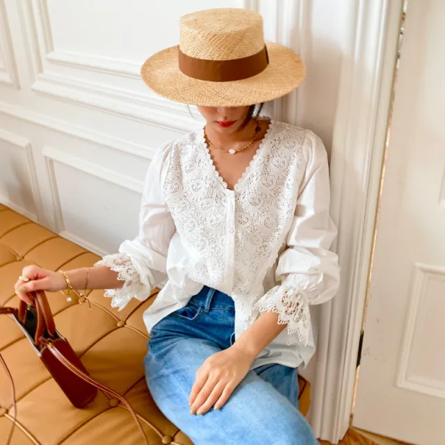 French Design Women's Lace Shirt Temperament Blouse White - Shop at LoveMi